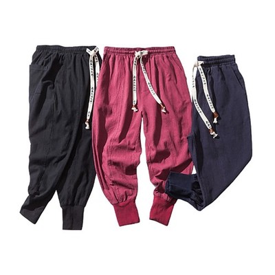 Bequem Herren Harem Hose Japanisch Baggy Hakama Stil Freizeit NEU