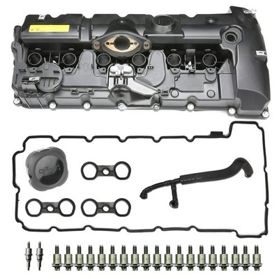 MITZONE N52 Engine Valve Cover Kit with Oil Cap & PCV Hose Upgrades(Plastic) 