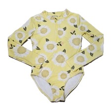 Carters Kid Girl Yellow Sunflower One Piece Rash Guard Long Sleeve Swimsuit 14