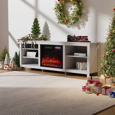 70inch TV Stand Cabinet Electric Fireplace Unit with 12 LED Backlight & Shelf UK