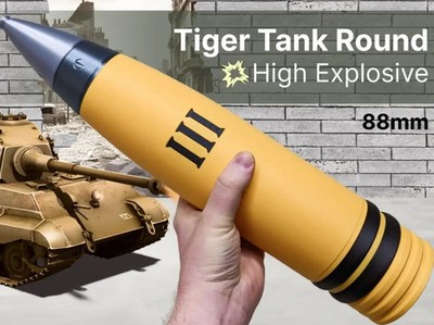 88mm HE Tank Shell Model Toy 3D Print 1:1 Scale Static Assembly German WW2 Tiger