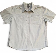 Eddie Bauer Classic fit short sleeve button up shirt Moss green front pockets XL