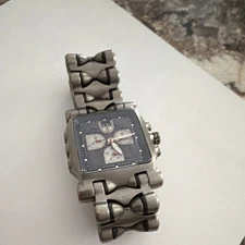 Oakley Minute Machine Chronograph Quartz Square Face Silver Metal Bracelet Watch