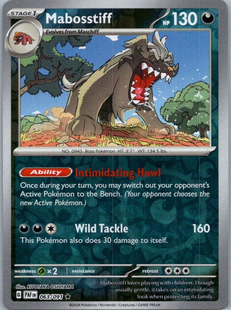 Pokemon Mabosstiff SV: Paldean Fates 063/091 Near Mint NM Reverse Holo