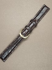 Vintage NOS 16mm Dark Brown Padded  Stitched Genuine Lizard Watch Band