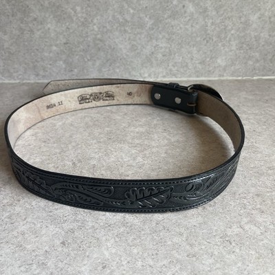 Circle Y of Yoakum Black Leather Belt Size 40 Hand-tooled  display picture 1
