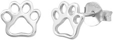 Hollow Paw Cute Dog Cat Print S925 Sterling Silver Stud Earrings for Women Sensi