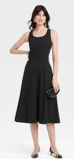 Women's Corset Midi A-Line Dress - A New Day Black 8 NWT