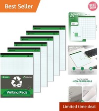 Quality Quad Ruled Writing Pads - 6 Recycled Graph Paper Notebooks 8.5x11.75