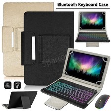 Universal Case Leather Cover with Backlit Keyboard Mouse For 9.7-11 Inch Tablets