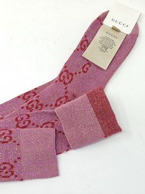 Gucci women's Socks Pink GG glitter Logo small 2500 | eBay