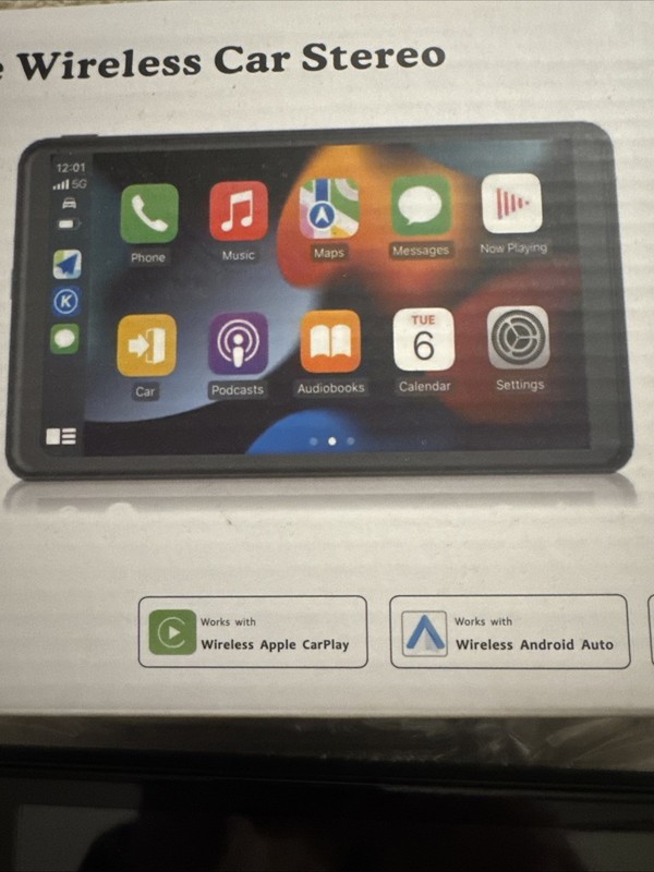 Portable 7” Wireless Apple CarPlay Android Auto Touch Screen Display GPS