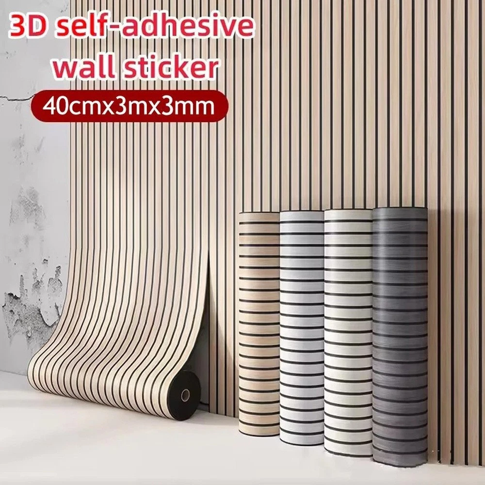 Paneles de Pared Autoadhesivos 3M de Lamas de Madera Efecto 3D Papel Pintado Hágalo Usted Mismo Fácil