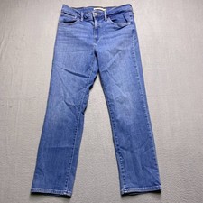 Levi's Womens Blue Stretch Comfort 724 High Rise Straight Cropped Jeans Size 27