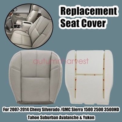 For 2007-2014 GMC Sierra 1500 2500 3500 HD Driver Seat Cover & Foam Cushion Gray