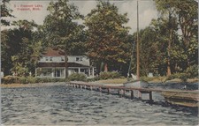 Fremont Lake Michigan MI 1909 Sail Boat Dock House Canaan Co. Postcard