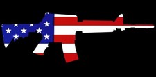 M-4 Rifle Gun USA Flag Overlay Vinyl Decal Bumper Sticker