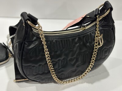 【JUICY COTURE】キルティングバッグ【黒】 Juicy Couture Black Quilted Puff Half Moon Crossbody Bag | eBay