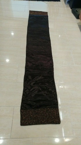 Runner da tavolo in velluto di cioccolato con estremità in perline 16inx96in -NUOVO- velluto ricco  - Foto 2 di 6