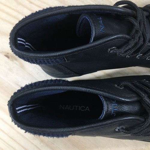 Nautica Boots Youth 6 Womens 7.5 Breakwater High Top Sneakers Black Faux Leather - Picture 10 of 11
