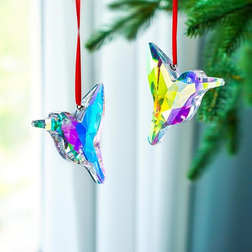 Set of 2,3" Crystal Sun Catcher Prisms, AB Colored Hummingbird Hanging Suncat... - Picture 2 of 9