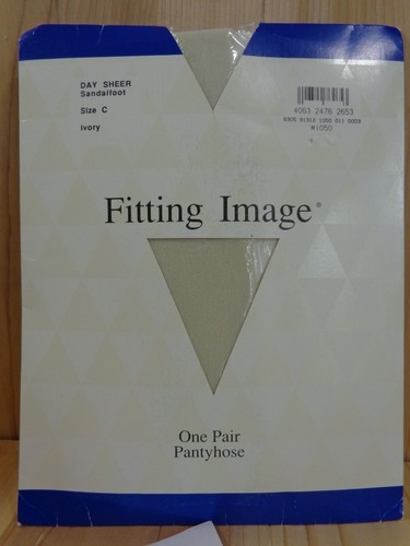 Fitting Image Pantyhose 2 Packs Day Sheer Sandalfoot Size C Ivory 1050 New - Picture 2 of 5
