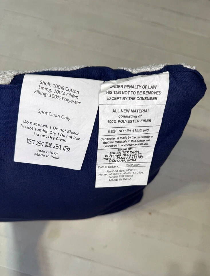 Almohada Coral Azul Marino 100% Algodón Coral Sea Life Acento Almohada 18" X 18" NUEVO Foto 3 de 4