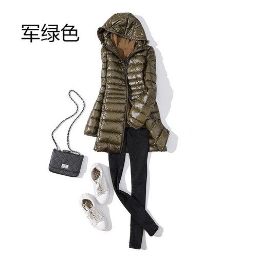 Chaqueta para mujer con capucha ropa de invierno talla grande cálida ligera longitud media - Imagen 23 de 26