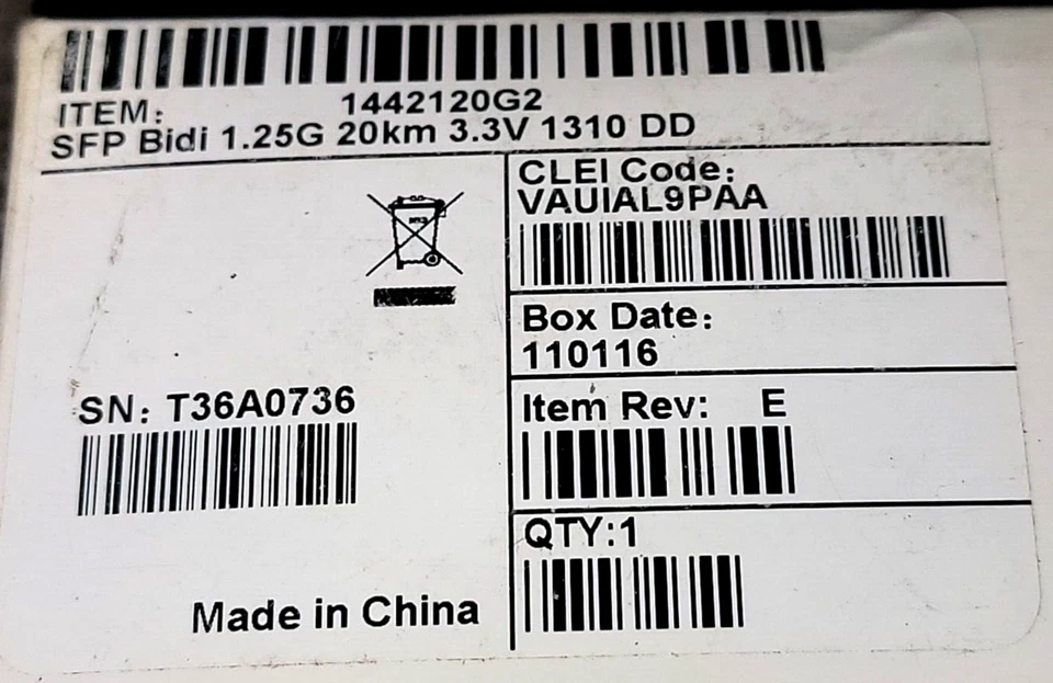 ADTRAN, 1442120G2, VAUIAL9PAA, SFP BIDI 1.25G, 20KM, 1310 DD, NEW IN BOX - Image 2 of 4