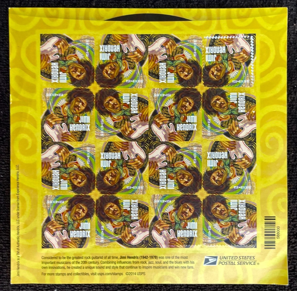 JIMI HENDRIX LSD BLOTTER ART Vintage USPS STAMP PAGE United States