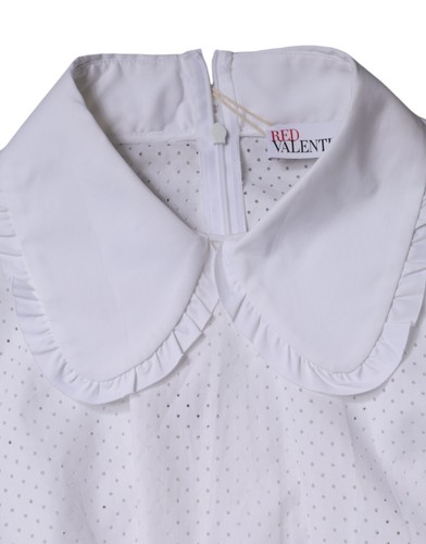 Camicetta RED VALENTINO top bianco cotone maniche corte colletto IT44/US10/L 390usd - Foto 6 di 10