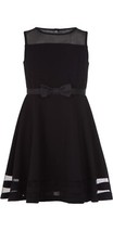 Calvin Klein Big Girls Illusion Mesh Bow Front Dress Black Size 14 Regular