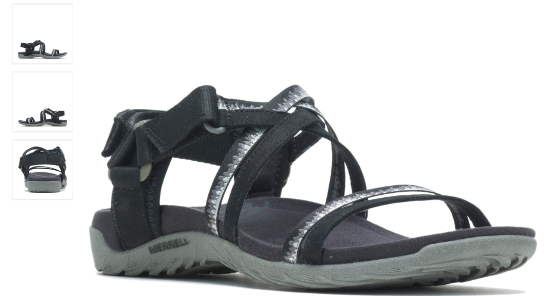 Sandali neri con cinturini Merrell Terran 3 Cush Rettice da donna taglie 5 12 NUOVI!!!!