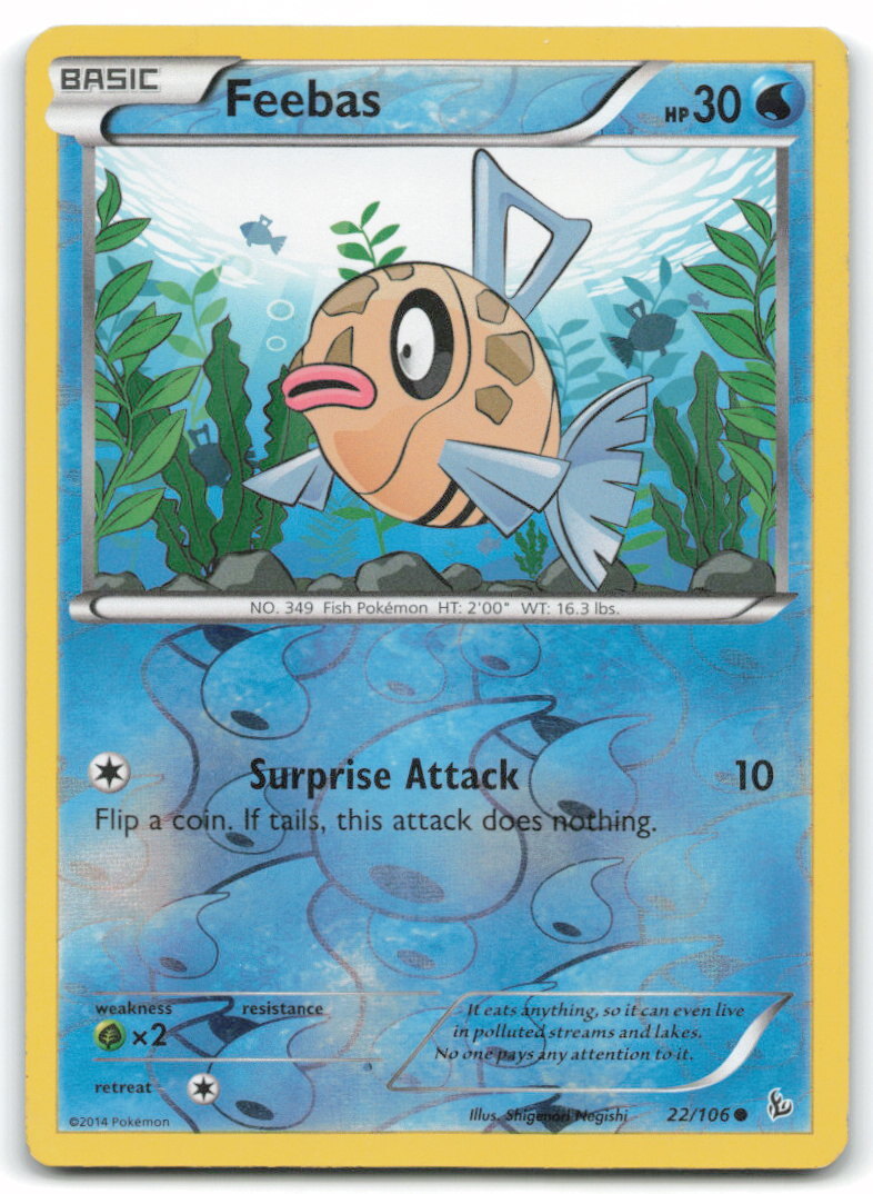 Feebas #22/106 XY: Flashfire Common Reverse Holo - LP - Pokemon Card 4B