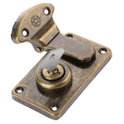 Vintage Box Latch Lock Clasp Hasp Hook Toggle With Key Jewelry Gift Chest Case