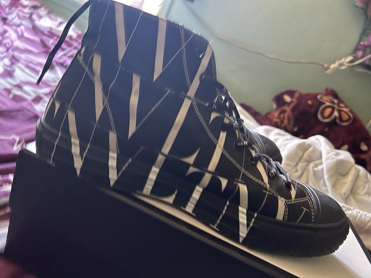 Valentino Garavani VLTN High Top Sneakers Black and White