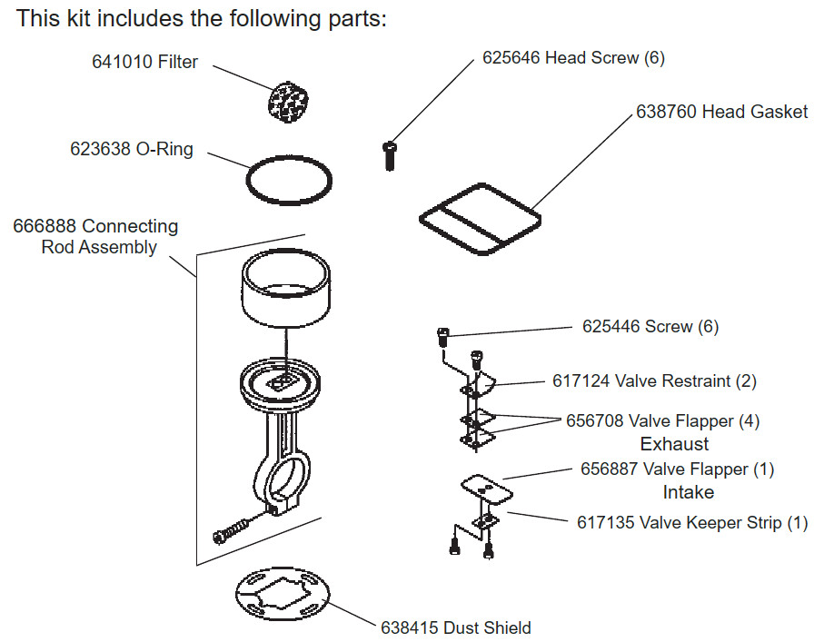 Thomas AirPac 1007CK72 1901 Service Kit T-27, T-30, T-30A, T-50 1/2 HP & 3/4 HP