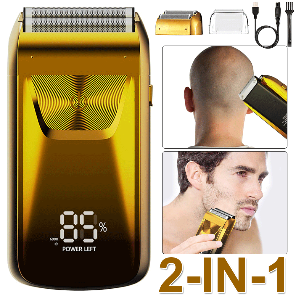 Men's USB Electric Shaver Trimmer Razor Rechargeable Hair Beard Clippers 2-In-1