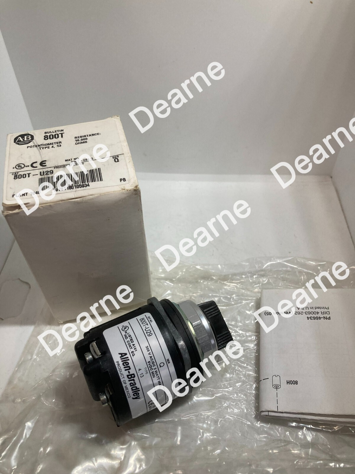 Allen Bradley 800T-U29 Potentiometer 10K Ohms 300Vac 2W Series Q Nib