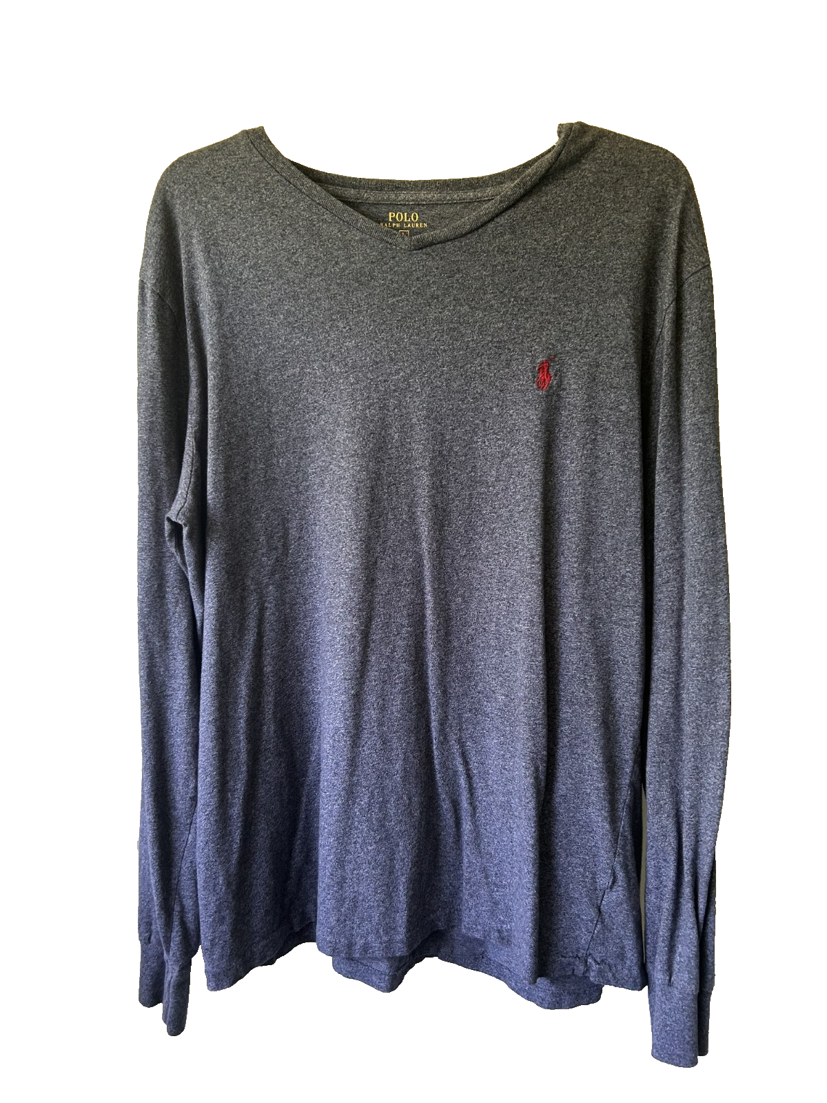 PONY Polo Ralph Lauren maglietta manica lunga scollo a V blu erica grande