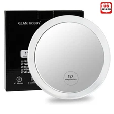 Magnifying Make Up Mirror 15x 6 Inch Round Large View Easy Suction Cup Mount US