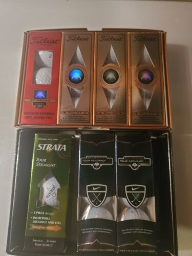 Titleist Golf Balls Pro V & DT ferita & Nike Tour Accuracy DD & Top Flight Strata - Foto 1 di 5