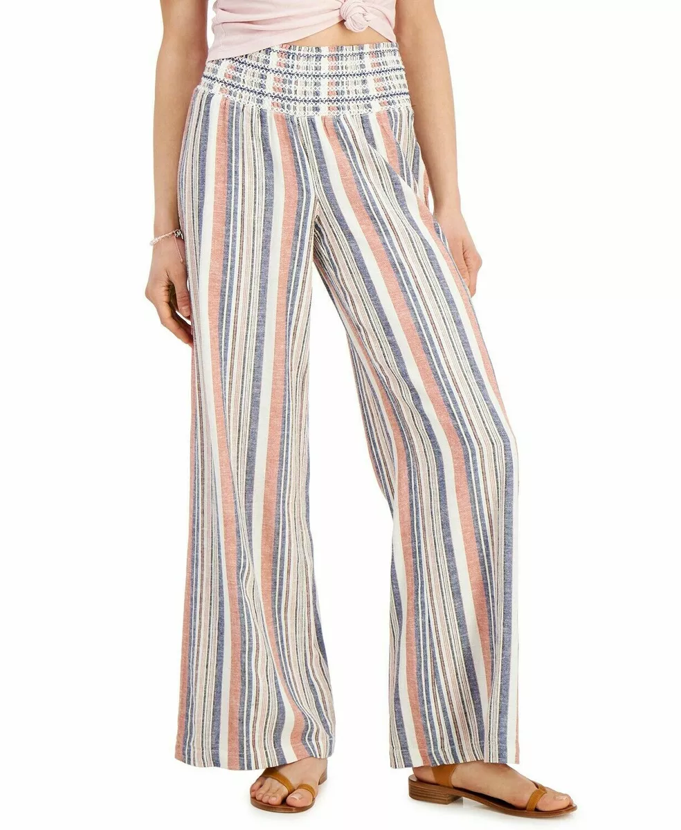 REWASH Juniors Women s Smocked Wide Leg Pants Multicolor Small New