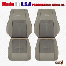 2005-2007 Fits Jeep Grand Cherokee Leather Perf. Front Seat Covers 2-tone Khaki 2005-2007 Fits Jeep Grand Cherokee Leather Perf. Front Seat Covers 2-tone Khaki
