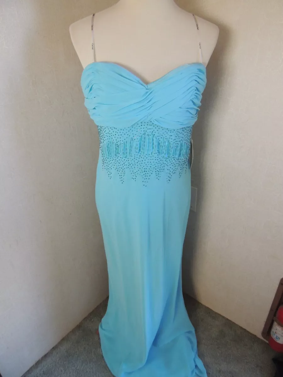 NEW Cachet Beaded Strapless Sleeveless Light Blue Evening Dress