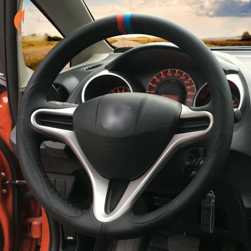 Non-slip Durable Black Leather Car Steering Wheel Cover For Honda Fit 2009-2013 - Picture 5 of 6