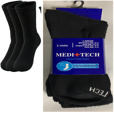 Socks # 2 Pairs Unisex Health Circulatory Crew Cotton Diabetic Socks black 10-13