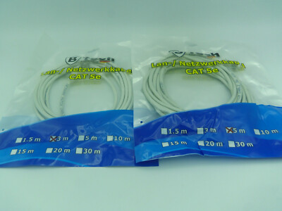 Ethernet Kabel Kategorie 5E RJ45 LAN Netzwerk - Länge 3 Oder 5 Meter Zur Auswahl