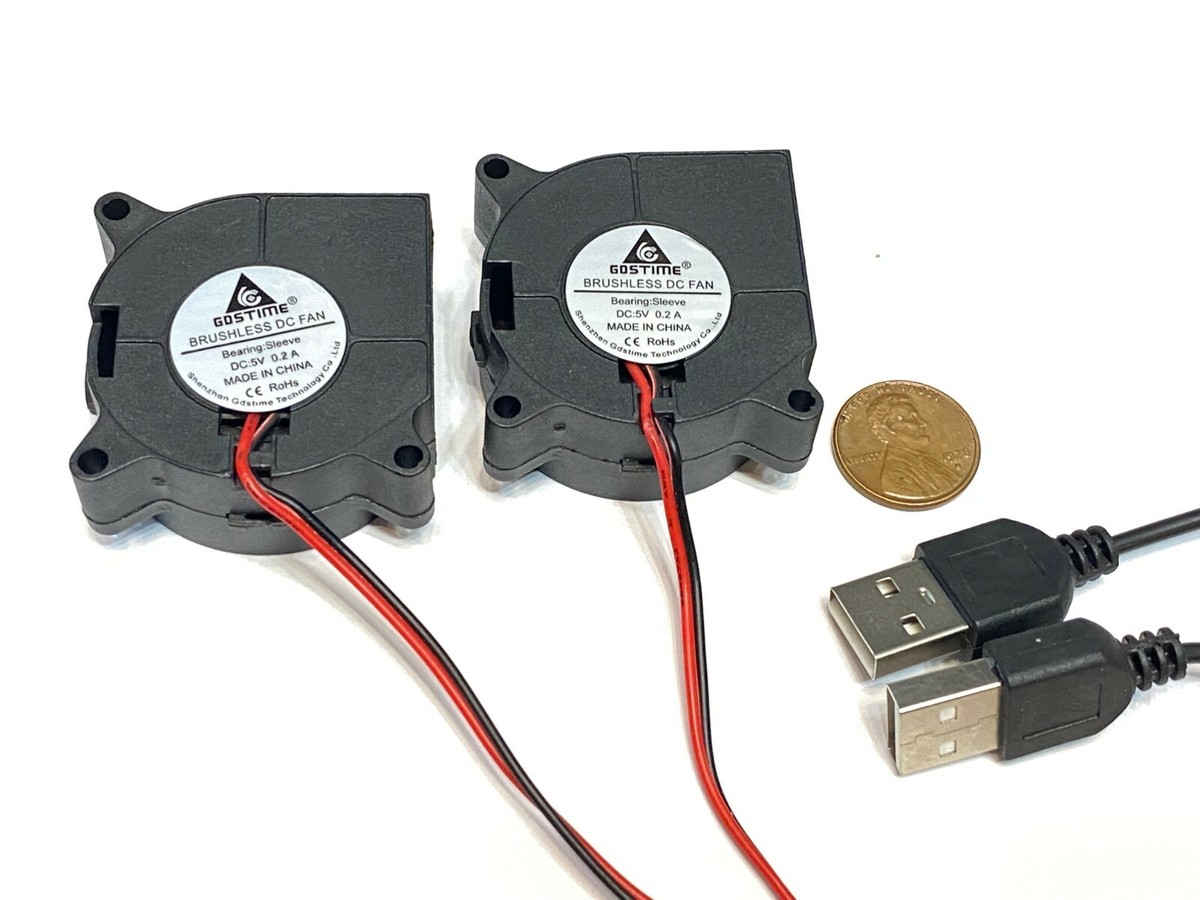 2 Pieces USB plug 5v blower fan 4020 40mm x 20mm 40x20 Brushless