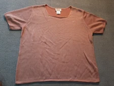 Talbots Womens Short Sleeve Shirt Large L Cotton Rayon Knit Top